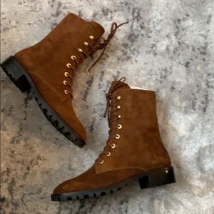 Norrie brown suede combat boots